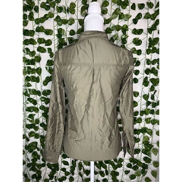 Silence + Noise Gray Long Sleeve Front Pockets Button-Down Shirt Top Size XS - Picture 2 of 7